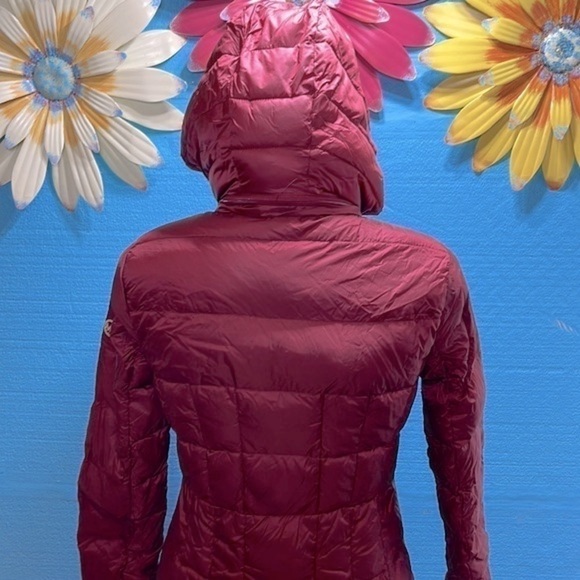 Michael Kors Packable Quilted Down Puffer Jacket Red XS Hooded Lightweight Coat - Picture 6 of 17